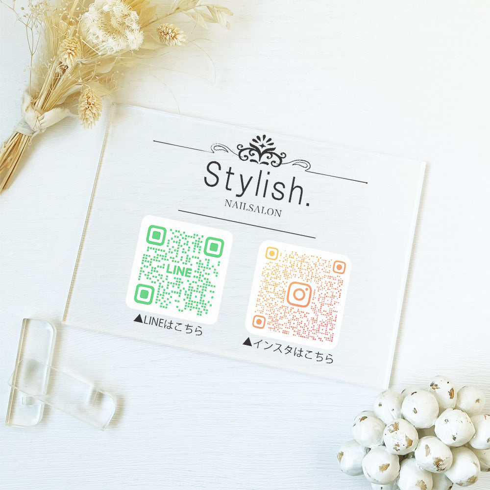 【全4デザイン】 卓上アクリルQRフレーム QRコード 2個 飾る 読み込み インテリア 周年祝い  A36