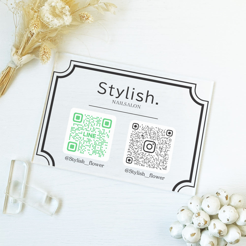 【全4デザイン】 卓上アクリルQRフレーム QRコード 2個 飾る 読み込み インテリア 周年祝い  A36-3