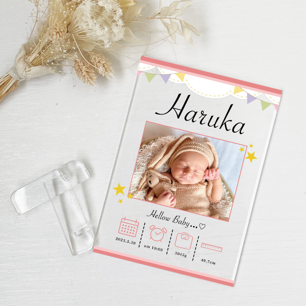 命名書 男の子 女の子 出生日時 身長 体重 アクリルパネル #A47