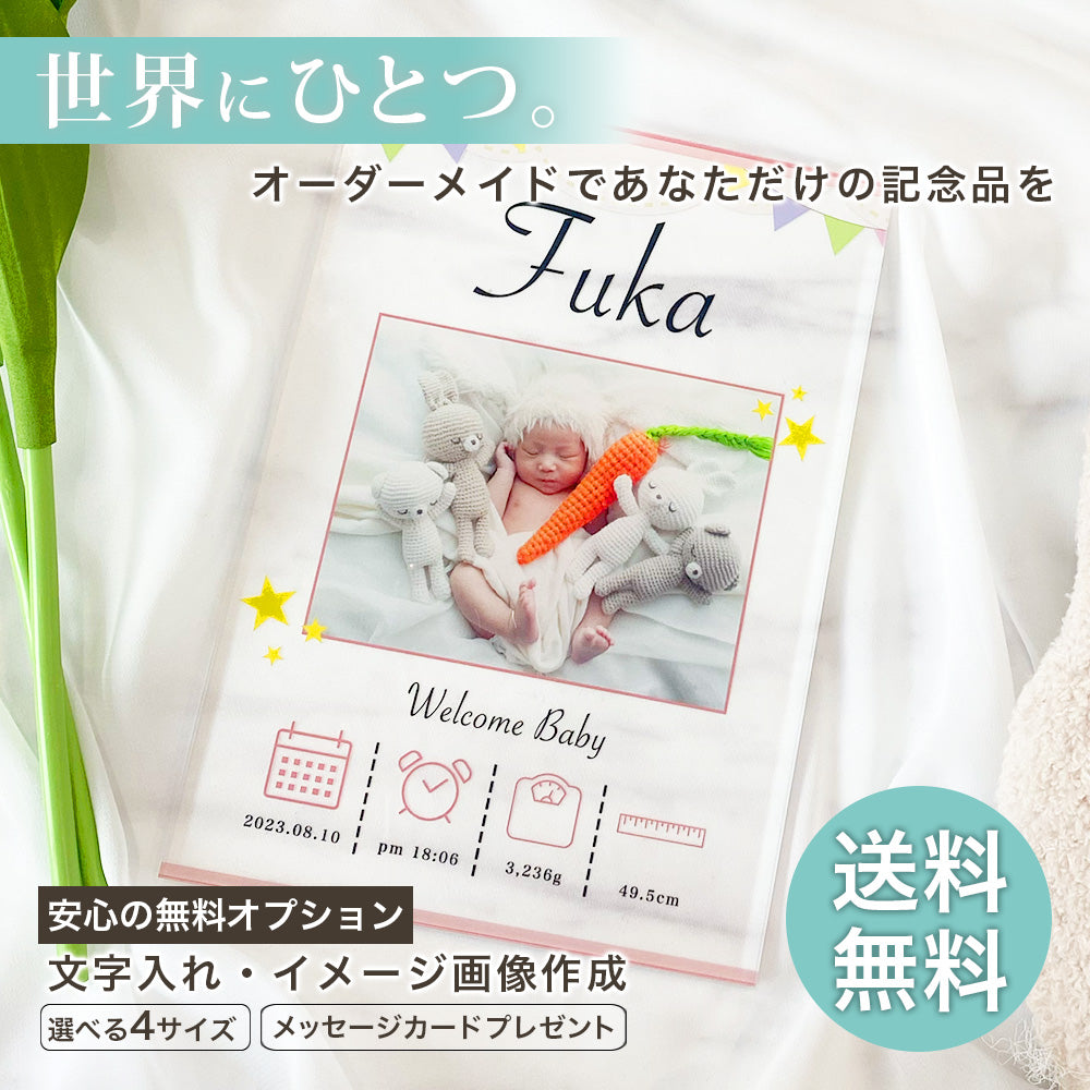 命名書 男の子 女の子 出生日時 身長 体重 アクリルパネル #A47