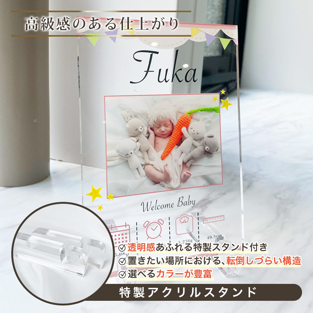 命名書 男の子 女の子 出生日時 身長 体重 アクリルパネル #A47