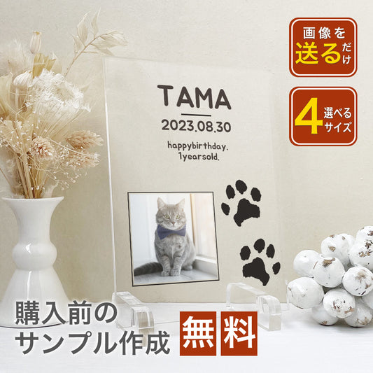 ペット 肉球デザイン アクリルプレート アクリルパネル 犬 猫  #A50-3