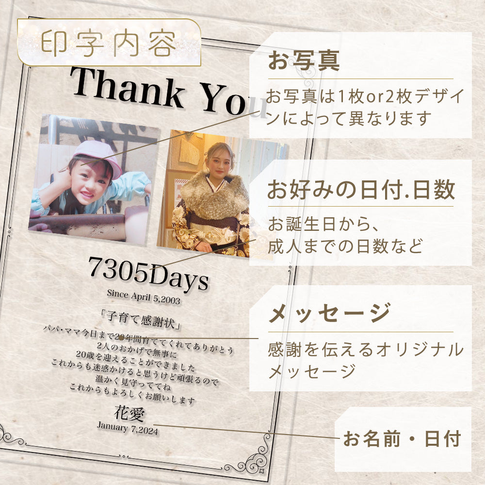 アクリルパネル 子育て 感謝状 成人式 #A29-2