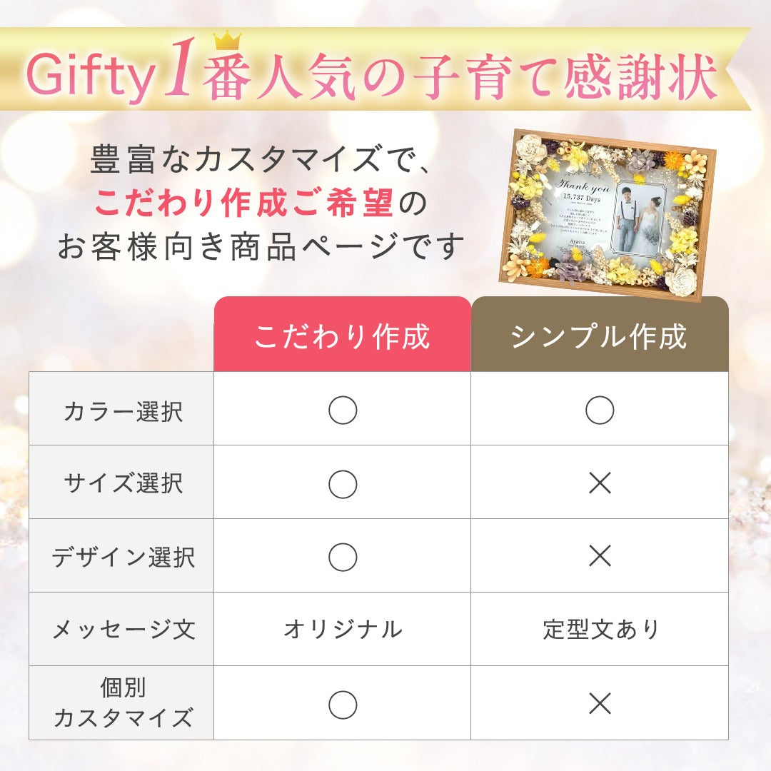 子育て感謝状 木製フラワーフレーム i42