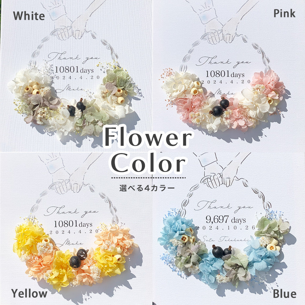 【キャンバスフラワーアート i47】子育て感謝状 結婚式 両親 キャンバス ドライフラワー プリザーブドフラワー リース 記念品 贈呈 お母さん お父さん オリジナル ウェルカムボード