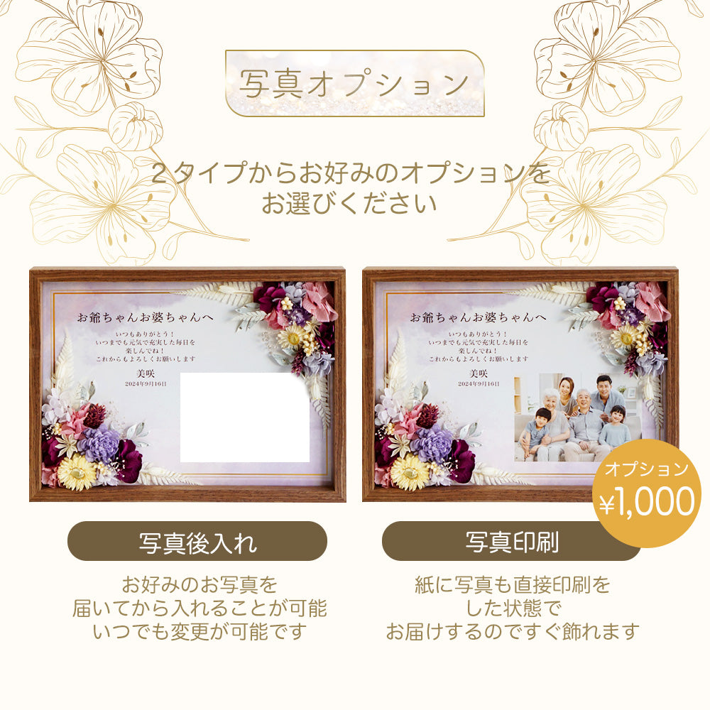 【i48 長寿祝い フラワーフォトボックス 】長寿祝い 名入れ 名前入り メッセージ プレゼント ギフト 写真 写真立て お花 花 フラワー プリザーブドフラワー ドライフラワー 2024 おばあちゃん おじいちゃん  フォトフレーム  孫から オーダーメイド オリジナル フラワーギフト