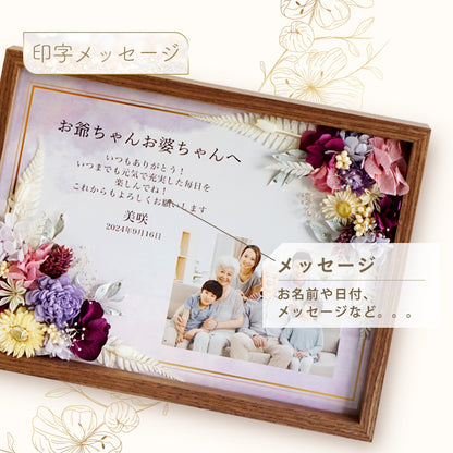 【i48 長寿祝い フラワーフォトボックス 】長寿祝い 名入れ 名前入り メッセージ プレゼント ギフト 写真 写真立て お花 花 フラワー プリザーブドフラワー ドライフラワー 2024 おばあちゃん おじいちゃん  フォトフレーム  孫から オーダーメイド オリジナル フラワーギフト