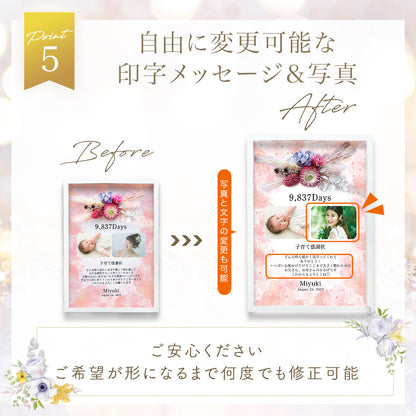 i50 子育て感謝状 結婚 結婚式  日数 手作り テンプレート お花 花 花束 フラワー ブーケ  感謝 写真入り フォトフレーム 両親プレゼント 名入れ無料 メッセージ 挙式 披露宴 入籍 親ギフト  ウエディング 韓国風 海外風